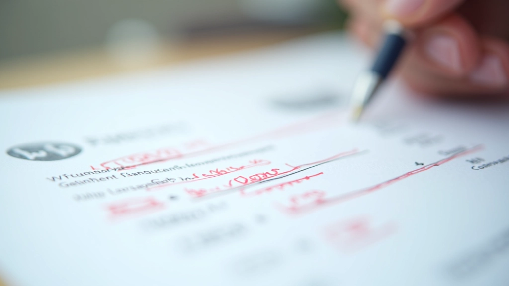 Nahaufnahme einer fehlerbemarkten Abrechnung mit roten Anmerkungen und Verbesserungen